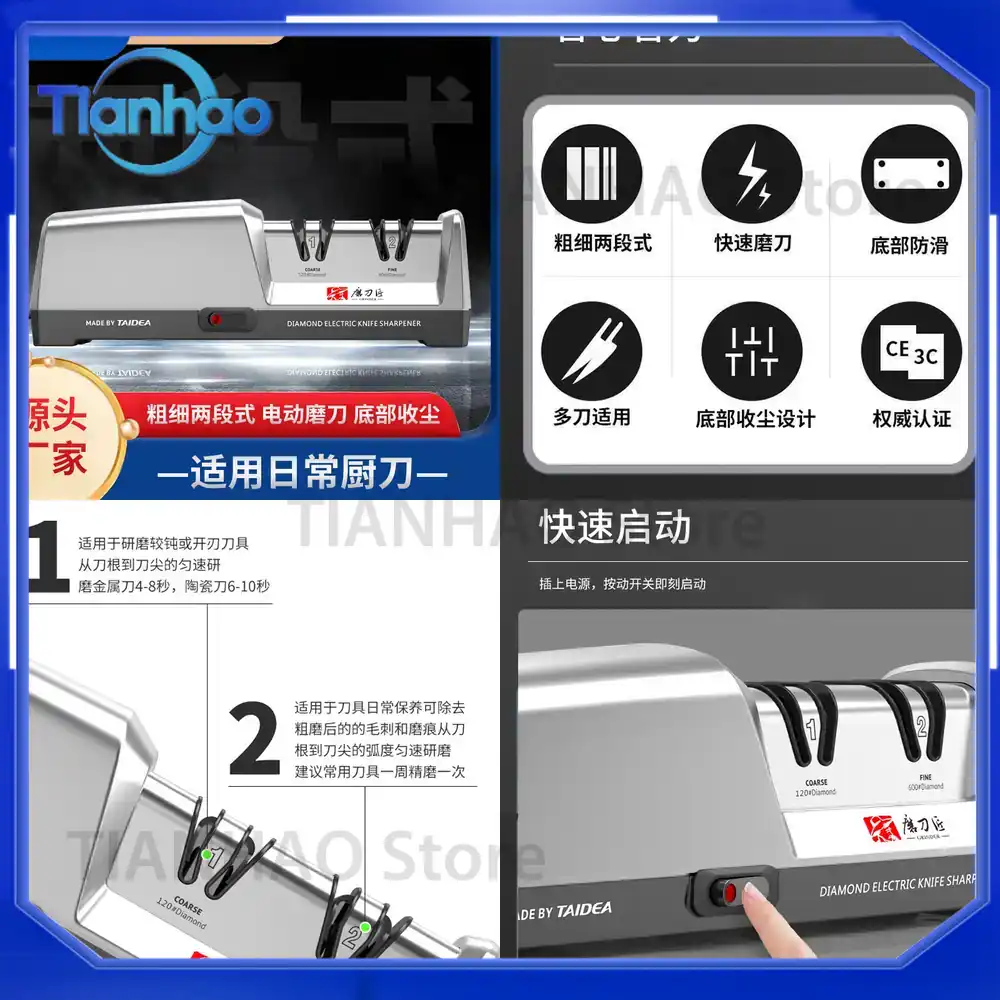 Commercial Kitchen Knife Sharpener - Afilador de Cuchillos Eléctrico para Uso