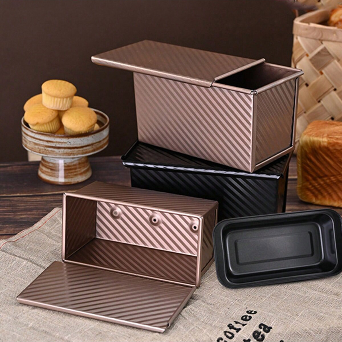 Rotary Bakery Oven - 1 sartén dorada con tapa: antiadherente,